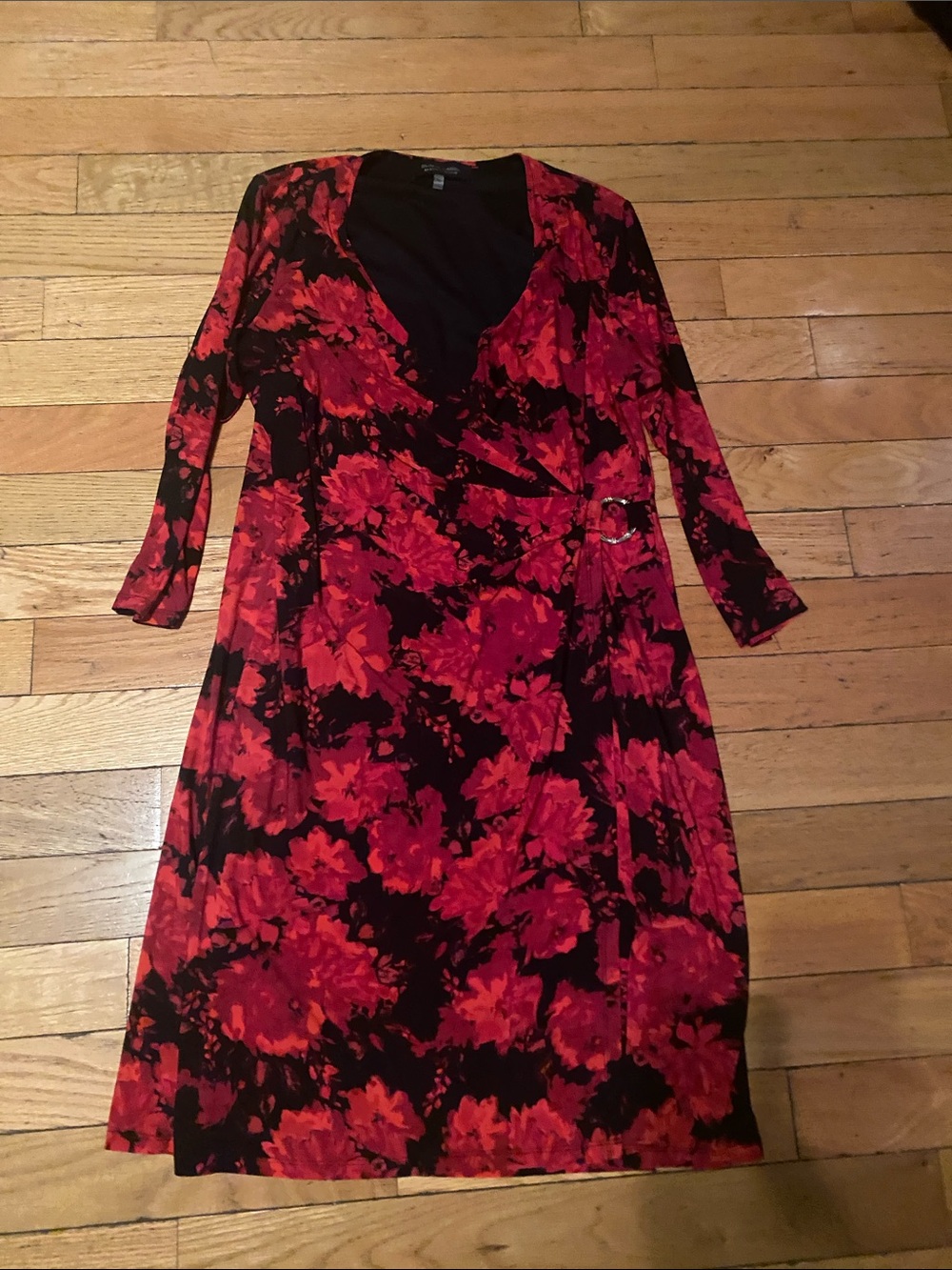 Red Floral Wrap Dress for Women